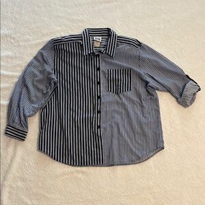 Tapestry Vintage Blue and White Striped Button Down Shirt size 20W made in USA